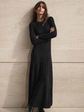 THE KOOPLES French Luxury Merino Wool Cable Knit Maxi Dress – NWT Size Small